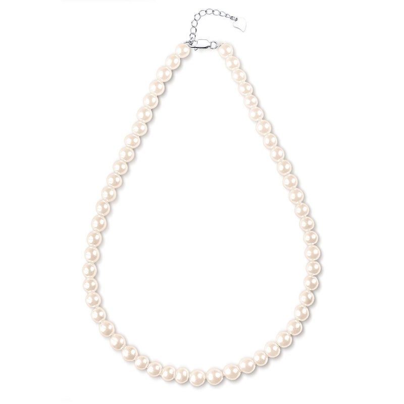 JORA Classic Pearl Necklace 7.5-8mm White Freshwater Cultured Pearls Neklace in Princess Length 18 inch for Women - Image 1